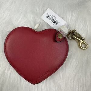 Coach Heart Coin Purse Pouch Coin Case In Leather/Red CBR62 NWT + Free Gift Box